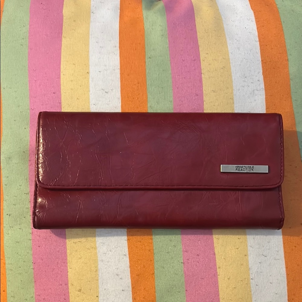 Kenneth Cole Reaction Red Wallet with Leather Finish and Flap Closure